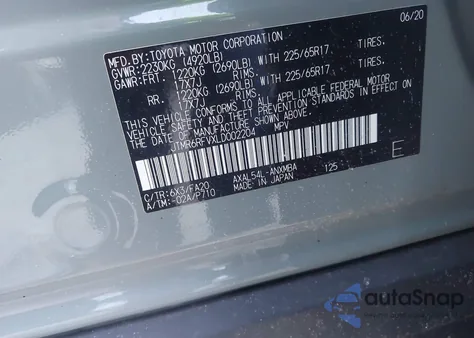 2020 Toyota Rav4 Hybrid Xle from USA, damaged, VIN JTMR6RFVXLD002204